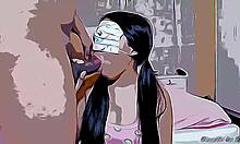 Jeune belle-sœur attirée par la crème glacée et le sexe brutal par derrière dans un dessin animé Hentai