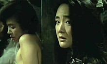 Het asiatisk tjej används som en knullslampa under en grov bondage