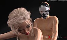 Maskeli bir adam, genç bir kadın müzisyenle çizgi film videosunda seks yapıyor