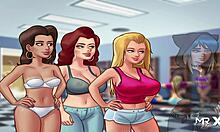 कार्टून लड़कियां समरटाइमसागा में ड्रेसिंग रूम में शरारती हो जाती हैं